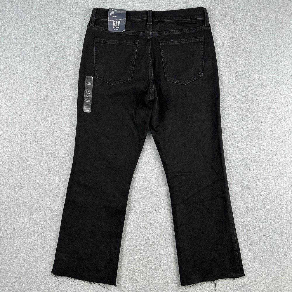 NEW Gap Jeans Women's 10/30R Black Kick Fit Flare Ankle Mid Rise Stretch Raw Hem - Picture 2 of 11